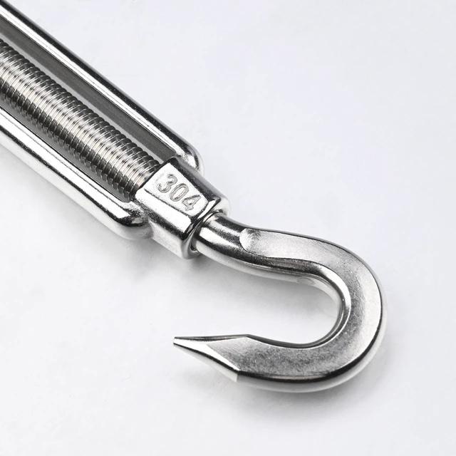 Alt view image 6 of 7 - Yescom 3/8-in M10 Hook and Eye Turnbuckle - Heavy-Duty 304 Stainless Steel 661-lb WLL Cable Tensioner Hardware for Batting Cage Hanging