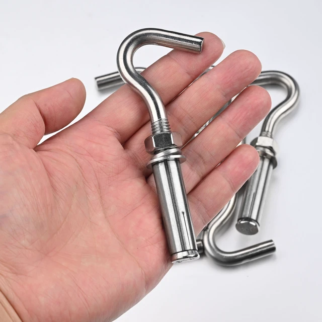 Alt view image 7 of 7 - Yescom 6-Pack M10 Concrete Wall Hook Expansion Anchors, Heavy-Duty 304 Stainless Steel for Batting Cage Baseball Field Equipment Net Hanging