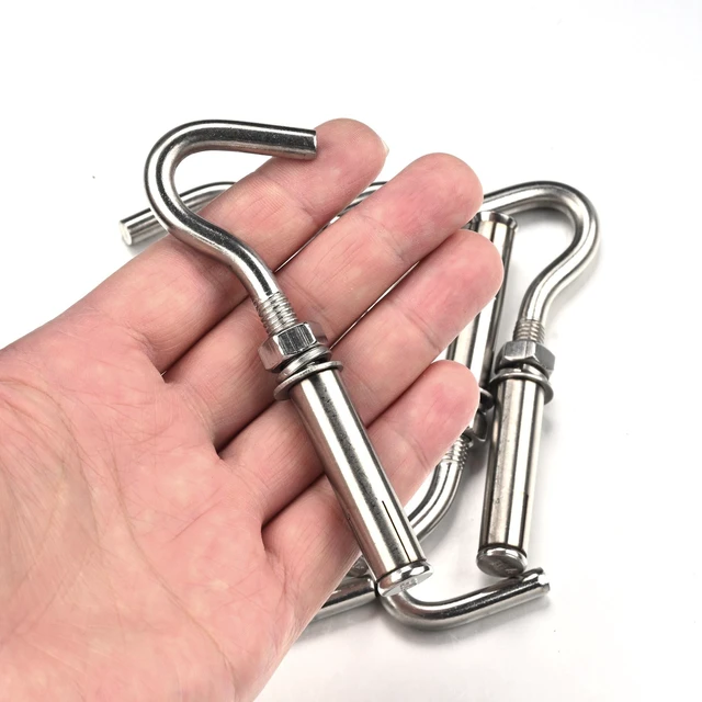 Alt view image 7 of 7 - Yescom 6-Pack M8 Concrete Wall Hook Expansion Anchors, 304 Stainless Steel for Backyard Sports Net Hanging String Lights Patio Sun Shade Sails