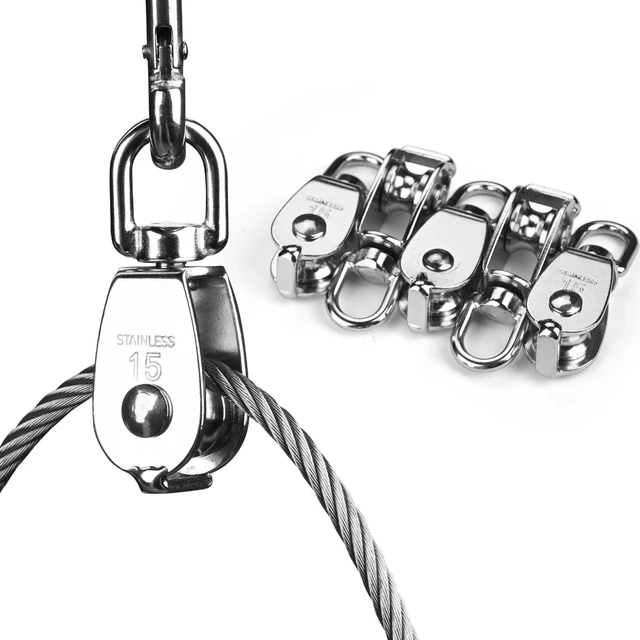 Main image of Yescom 6-Pack 304 Stainless Steel M15 Single Swivel Rope Pulley Block for Batting Cage Baseball Field Equipment Retractable Net Hanging