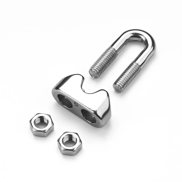 Alt view image 5 of 6 - Yescom 18-Pack M5 3/16-in Cable Clamp Wire Rope Clips 304 Stainless Steel Rigging Hardware Saddled Fasteners for Batting Cage Baseball Field Equipment