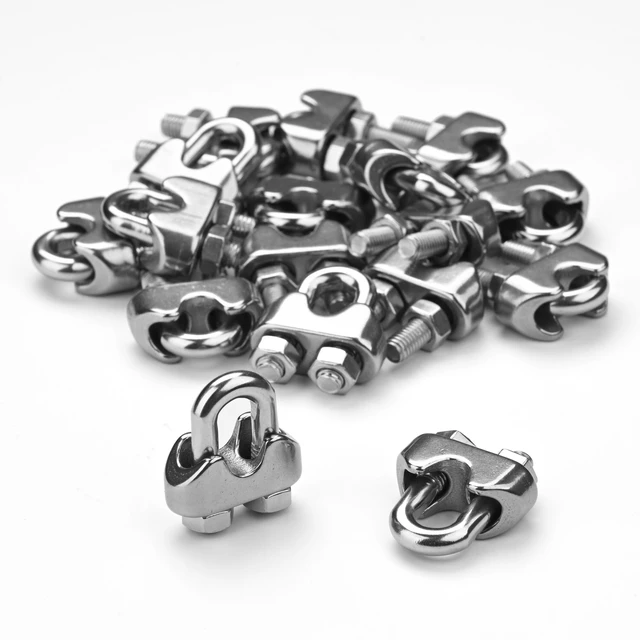 Alt view image 6 of 6 - Yescom 18-Pack M5 3/16-in Cable Clamp Wire Rope Clips 304 Stainless Steel Rigging Hardware Saddled Fasteners for Batting Cage Baseball Field Equipment