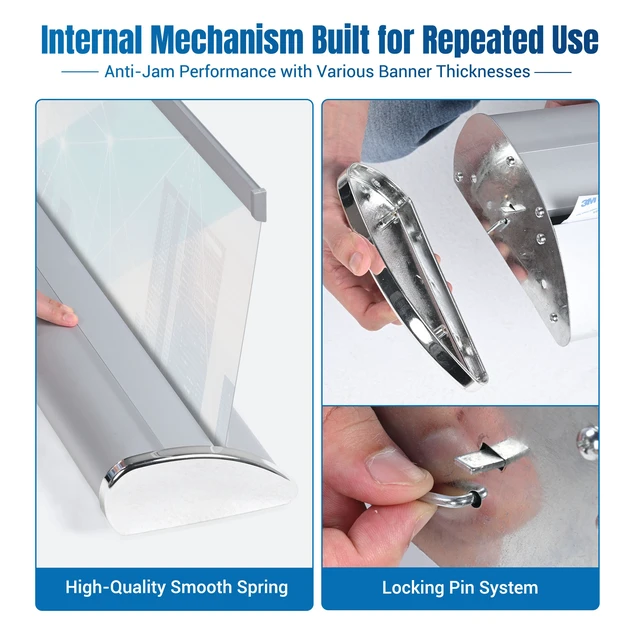Alt view image 4 of 7 - InstaHibit 33.5x78.7in Deluxe Retractable Banner Stand Aluminum Base Roll Up Display 5PK