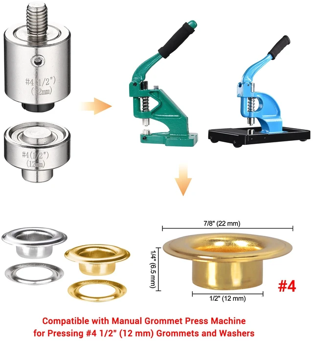 Alt view image 3 of 5 - Yescom #4 Grommet Press Machine Replacement Die Set ID 12mm 1/2" Work with Manual Grommet Machine