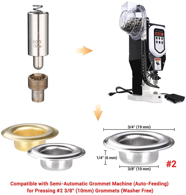 Alt view image 3 of 5 - Yescom #2 Auto-Feed Electrical Grommet Machine Replacement Die Set ID 10mm 3/8"