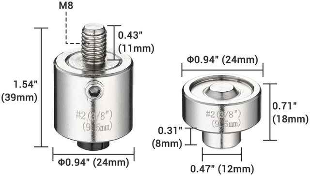 Alt view image 4 of 5 - Yescom #2 Grommet Press Machine Replacement Die Set ID 9.5mm 3/8" Work with Manual Grommet Machine