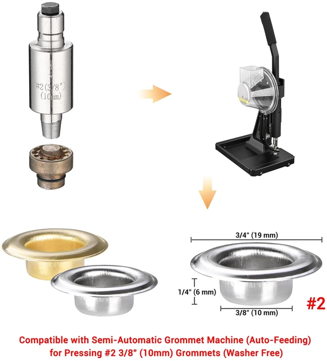 Alt view image 3 of 5 - Yescom #2 Semi-Automatic Grommet Press Machine Replacement Die Set ID 10mm 3/8" Work with Auto-Feed Grommet Machine