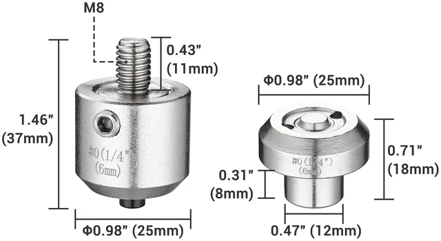 Alt view image 4 of 5 - Yescom #0 Grommet Press Machine Replacement Die Set ID 6mm 1/4" Work with Manual Grommet Machine