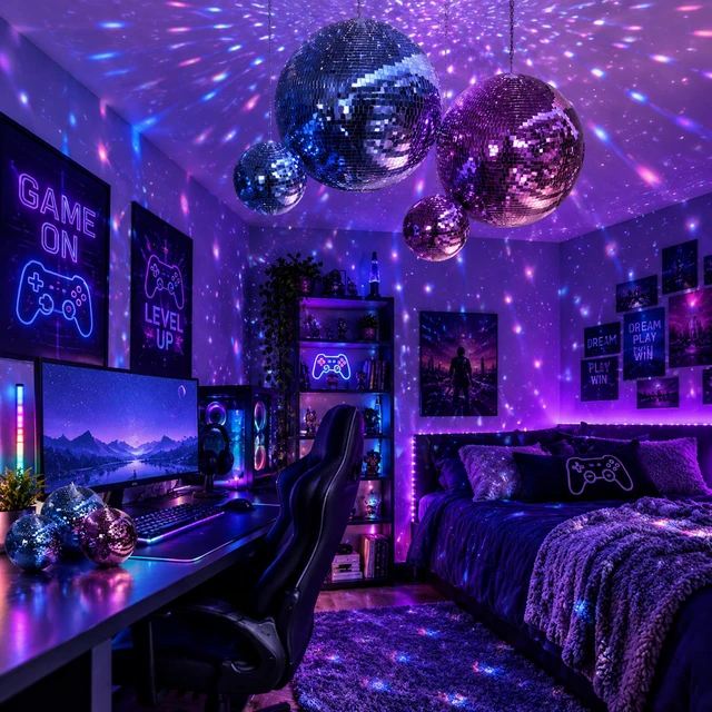 Alt view image 3 of 7 - Yescom 16 Pack Disco Balls Set Mirror Glass Spheres Decor Purple & Blue