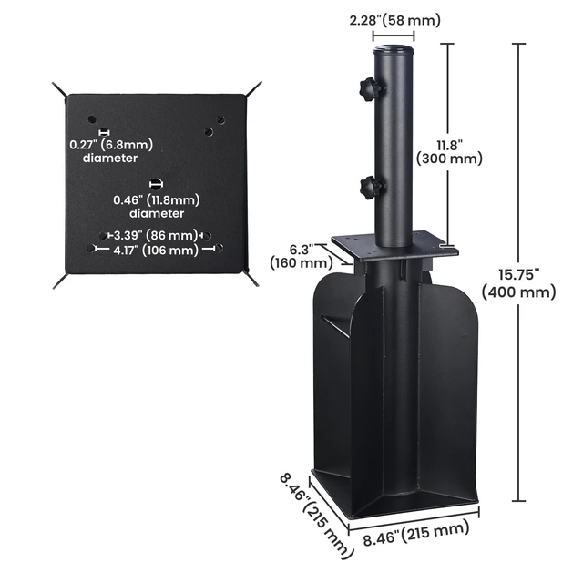 Alt view image 6 of 7 - Yescom Heavy Duty In-ground Umbrella Base with Stand Tube for Cantilever Flagpole Commercial Grade for Country Club Patio Lawn Grass