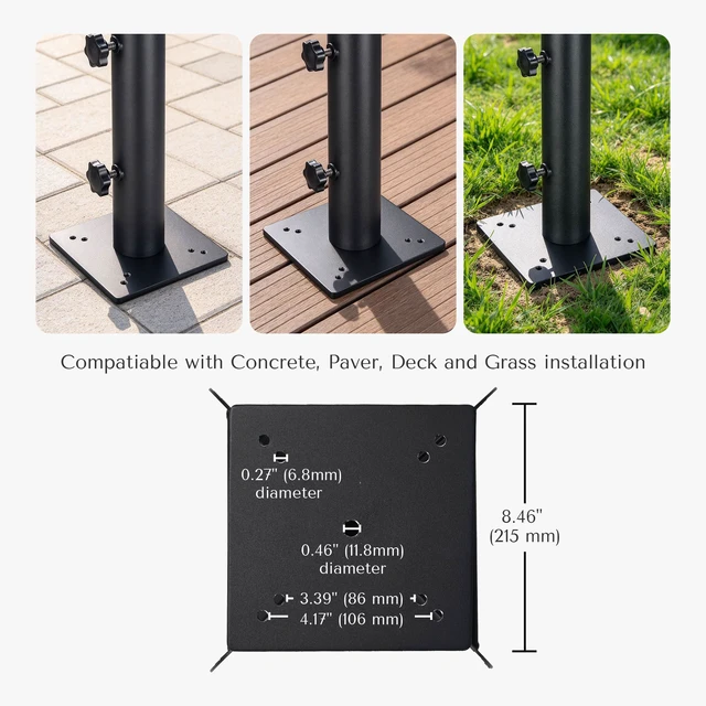 Alt view image 7 of 7 - Yescom Heavy Duty In-ground Umbrella Base with Stand Tube for Cantilever Flagpole Commercial Grade for Country Club Patio Lawn Grass