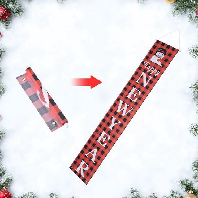 Alt view image 5 of 7 - Yescom Merry Christmas New Year Door Sign,Porch Sign Banner,Hanging 2 Pack Xmas Party Decorations