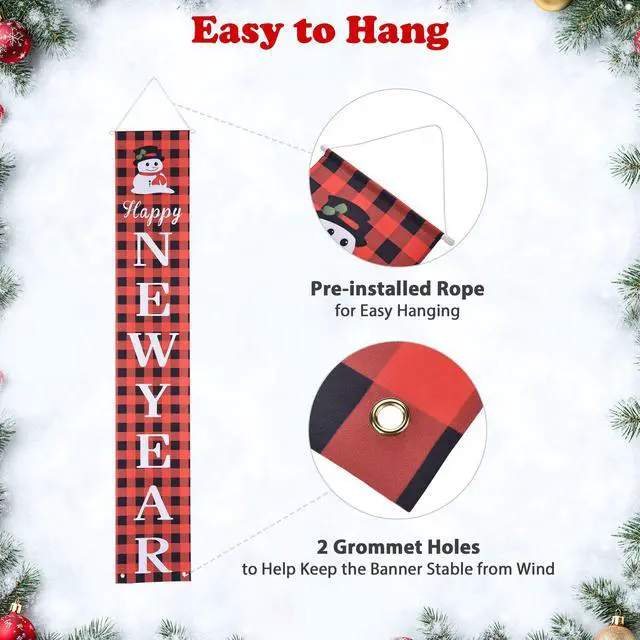 Alt view image 6 of 7 - Yescom Merry Christmas New Year Door Sign,Porch Sign Banner,Hanging 2 Pack Xmas Party Decorations