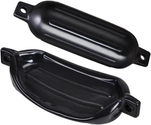 Alt view image 4 of 7 - 4pcs Ribbed Boat Fender 6.5"x23" Bumper Dock Shield Protection Black w/ Lines Pump