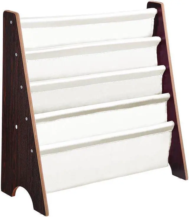 Alt view image 2 of 5 - Kids Book Shelf Sling Storage Rack Organizer Bookcase Display Holder Walnut