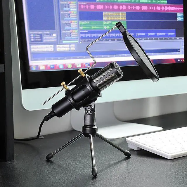 Alt view image 7 of 7 - Condenser USB Microphone w/ Tripod Stand for Game Chat Studio Recording Laptop Computer
