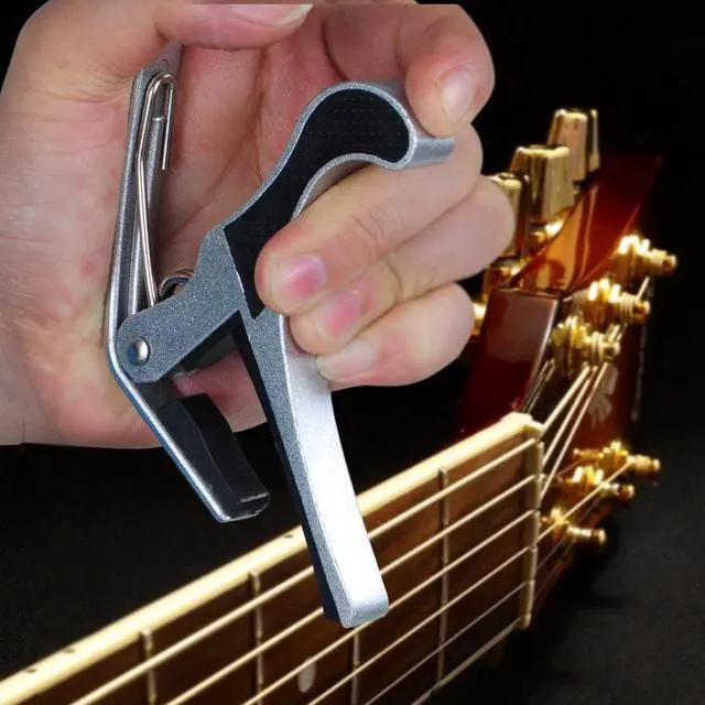 Alt view image 4 of 11 - Change Tune Clamp Key Trigger Capo For Acoustic Electric Classical Guitar Silver