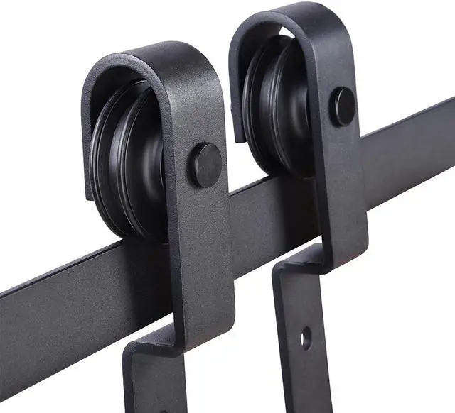 Alt view image 5 of 7 - 6.6 FT Country Style European American Bypass Steel Sliding Barn Wood Door Hardware Roller Track Kit