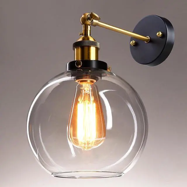 Alt view image 3 of 7 - Vintage Industrial 7.9" Bell Shape Glass Light Wall Sconce Edison Lamp Transparent