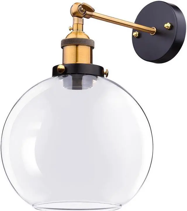 Main image of Vintage Industrial 7.9" Bell Shape Glass Light Wall Sconce Edison Lamp Transparent