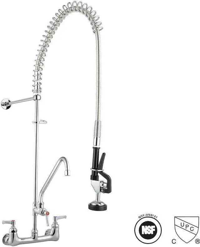 Main image of Aquaterior Pre-Rinse Commercial Faucet Chromed with 12" Add-On Pull Down Sprayer CUPC NSF ANSI