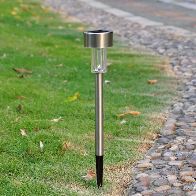 Alt view image 2 of 7 - 24 White Stainless Steel LED Solar Path Light Lamp Landscape Lawn Outdoor Garden