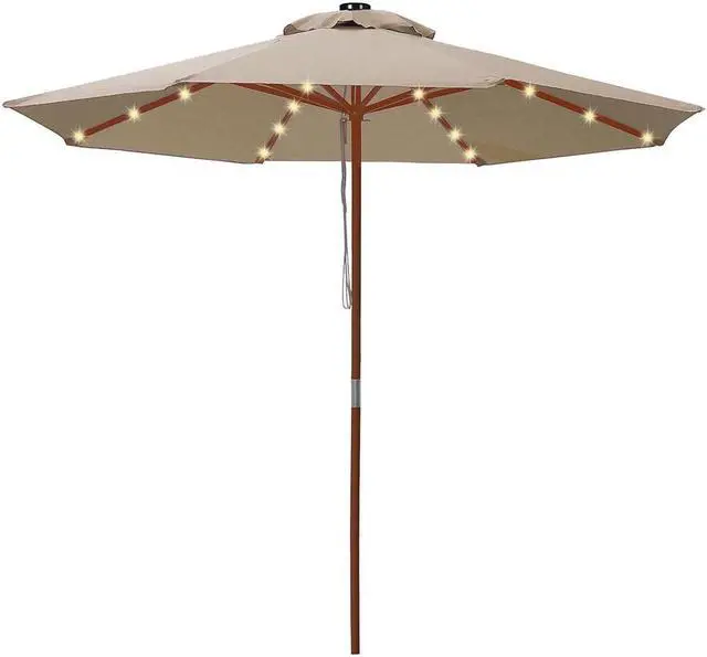 Alt view image 4 of 7 - 40 LED Solar Powered String Light Warm White for 8-Rib 8ft 9ft Outdoor Garden Patio Wooden Umbrella