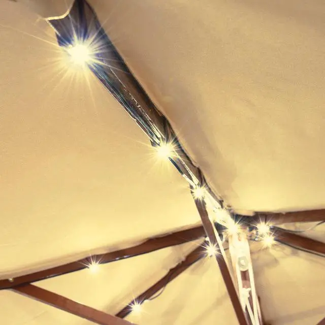 Alt view image 5 of 7 - 40 LED Solar Powered String Light Warm White for 8-Rib 8ft 9ft Outdoor Garden Patio Wooden Umbrella