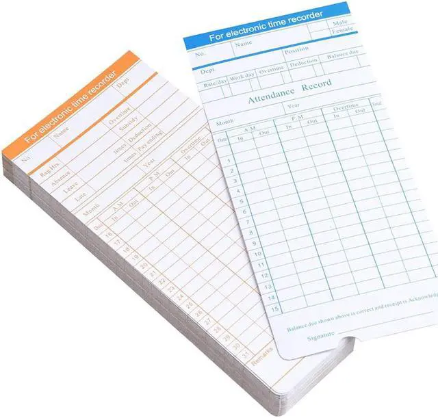 Main image of Yescom 100 Count Monthly Time Clock Cards Timecard for Employee Attendance Payroll Recorder