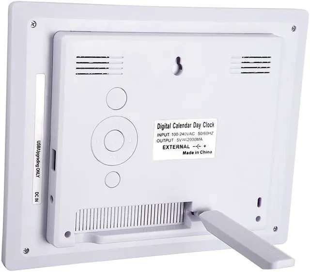 Alt view image 5 of 13 - 8" Large Digital LCD Day Clock 6 Alarm Options Dimmable Calendar Dementia Home Wall Table White