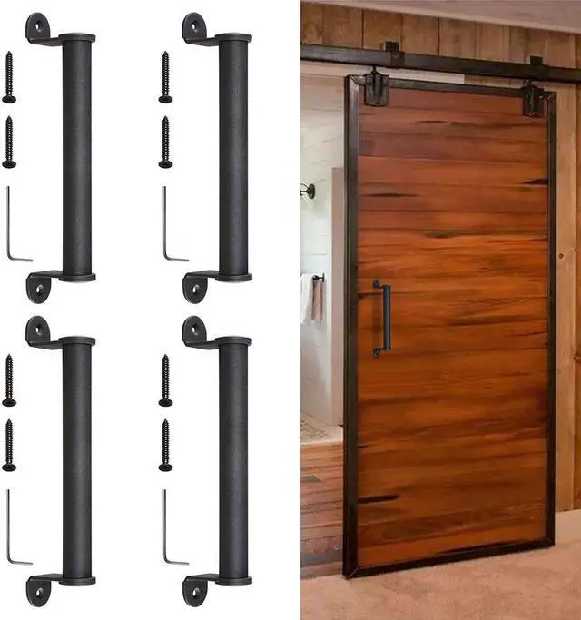 Main image of 4x 10" Sliding Barn Door Cylindrical Handle Heavy Duty Cast Iron Pull Gate Shed Cabinet Matte Black