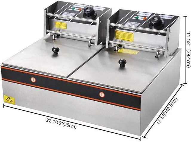 Alt view image 5 of 14 - 24L 5000W Stainless Steel Electric Deep Fryer Countertop Dual Tank Basket Commercial Restaurant