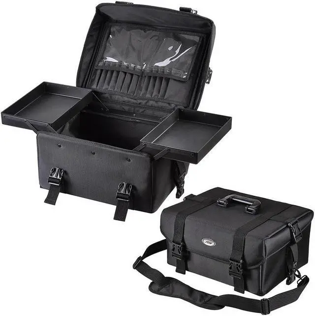 Alt view image 7 of 14 - Byootique Classic Black Rolling 2in1 Cosmetic Case Sided Makeup Artist Organizer