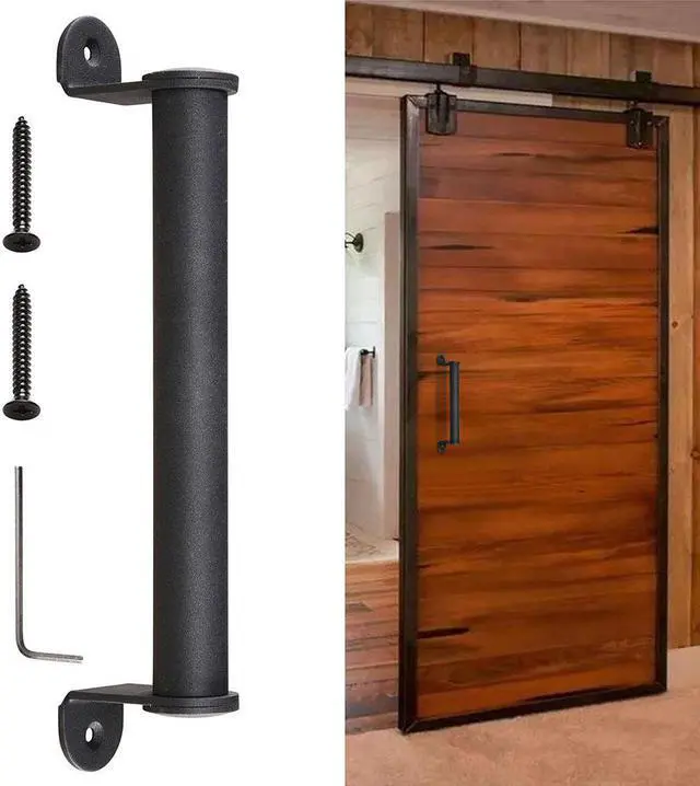 Main image of 2x 10" Sliding Barn Door Cylindrical Handle Heavy Duty Cast Iron Pull Gate Shed Cabinet Matte Black