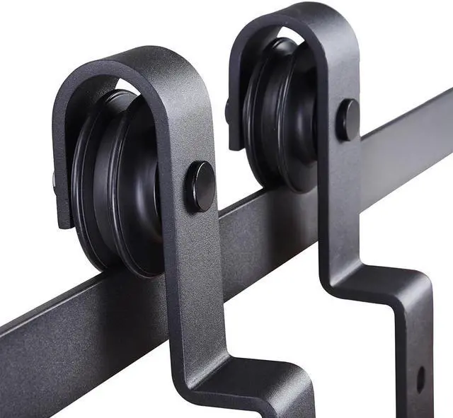 Alt view image 6 of 7 - 6.6 FT Country Style European American Bypass Steel Sliding Barn Wood Door Hardware Roller Track Kit