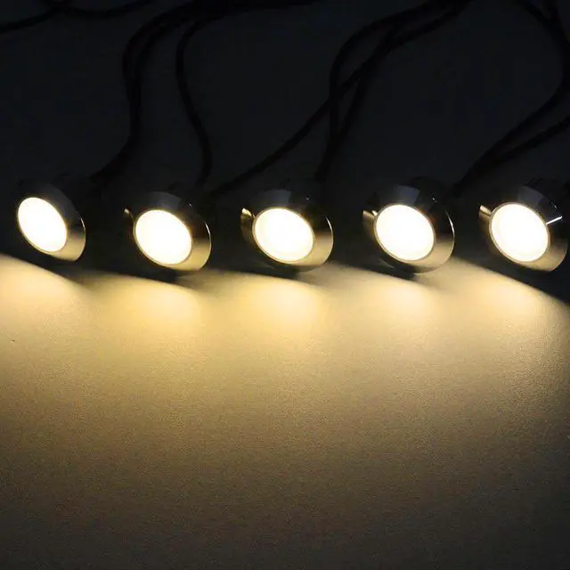 Alt view image 7 of 12 - Set of 5 Warm White LED Deck Lights Garden Malls Landscape LED Lights Low Voltage Waterproof