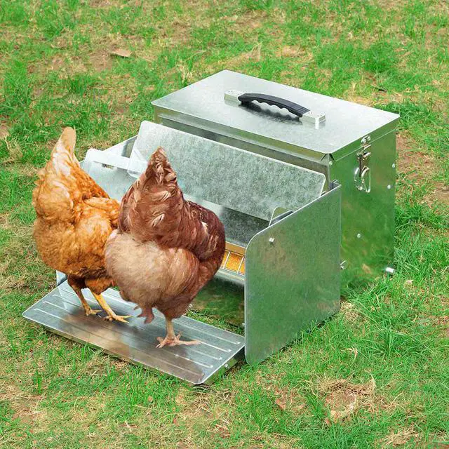 Main image of 26lbs Automatic Chicken Feeder Portable with Lock Rat Proof Weatherproof Aluminum Trough Poultry Farm
