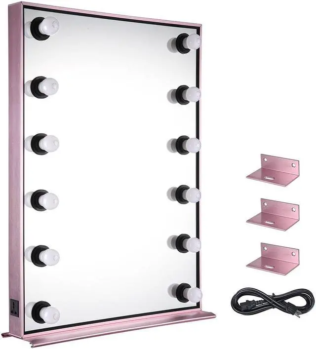 Alt view image 2 of 7 - Byootique Lighted Hollywood Vanity Mirror 12pcs Dimmable LED Tabletop Wall Mount Makeup