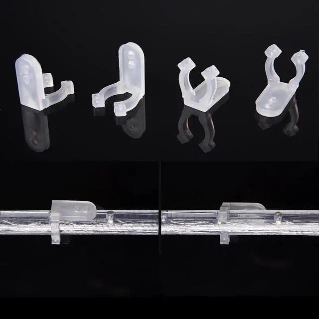 Alt view image 2 of 3 - DELight 50pcs 1/2" 13mm Clear PVC LED Rope Light Holder Wall Mounting Clips Accessories Standard Size