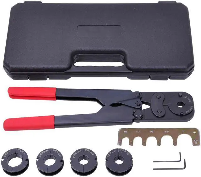 Main image of 5in1 Pex Crimper Kit 3/8" 1/2" 5/8" 3/4" 1" Crimping Plumbing Copper Ring Tool