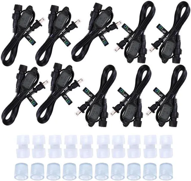 Alt view image 4 of 4 - DELight 10pcs 5ft Power Cords w/ Connectors End Caps 2 Wire Acc for LED Rope Light