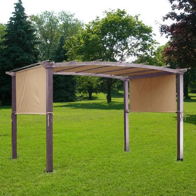 Alt view image 2 of 7 - 17x6.8 Ft  Pergola Canopy Replacement Cover Outdoor Yard Patio Beige 200g UV30+