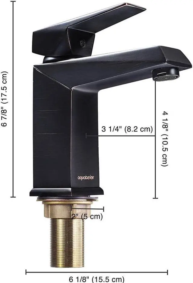 Alt view image 7 of 7 - Aquaterior® Contemporary 1 Hole Bathroom Square Faucet Vanity Sink Cold & Hot Water ORB DIY