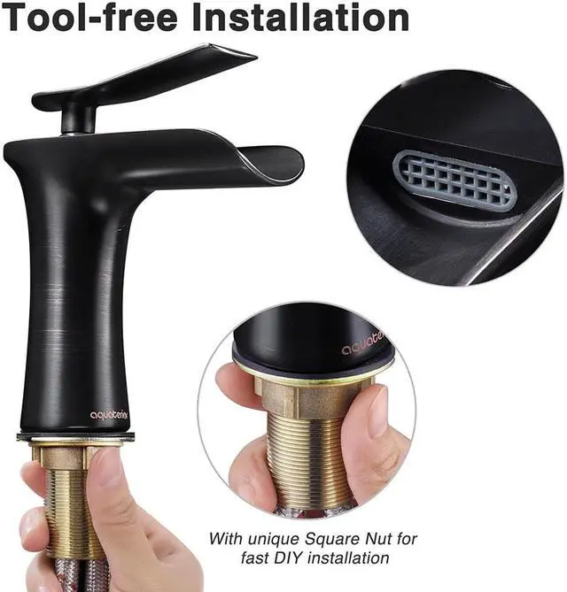 Alt view image 4 of 7 - Aquaterior Single Handle Bathroom Faucet Waterfall Spout Mixer Tap Basin Lavatory Faucet Oil Rubbed Bronze (CUPC NSF)