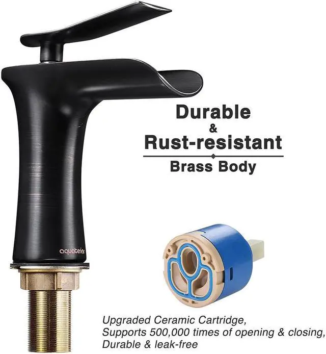 Alt view image 5 of 7 - Aquaterior Single Handle Bathroom Faucet Waterfall Spout Mixer Tap Basin Lavatory Faucet Oil Rubbed Bronze (CUPC NSF)