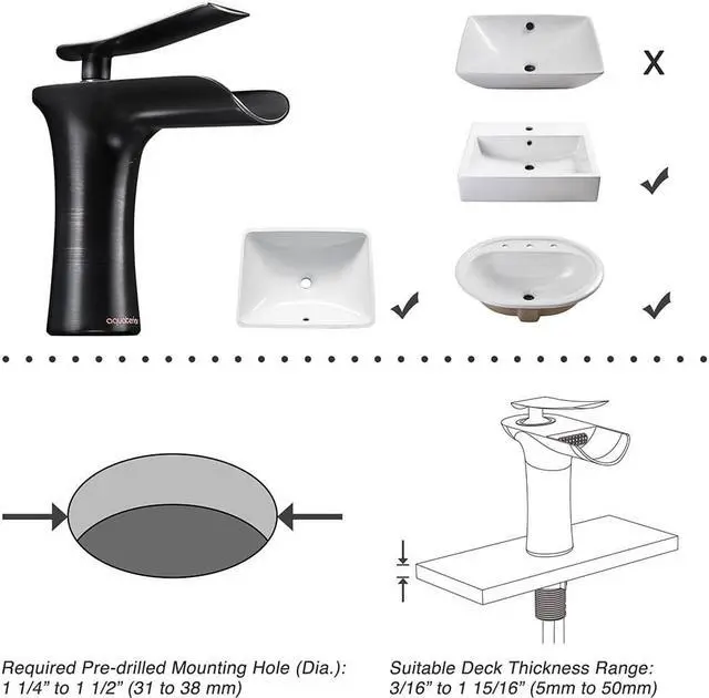Alt view image 2 of 7 - Aquaterior Single Handle Bathroom Faucet Waterfall Spout Mixer Tap Basin Lavatory Faucet Oil Rubbed Bronze (CUPC NSF)