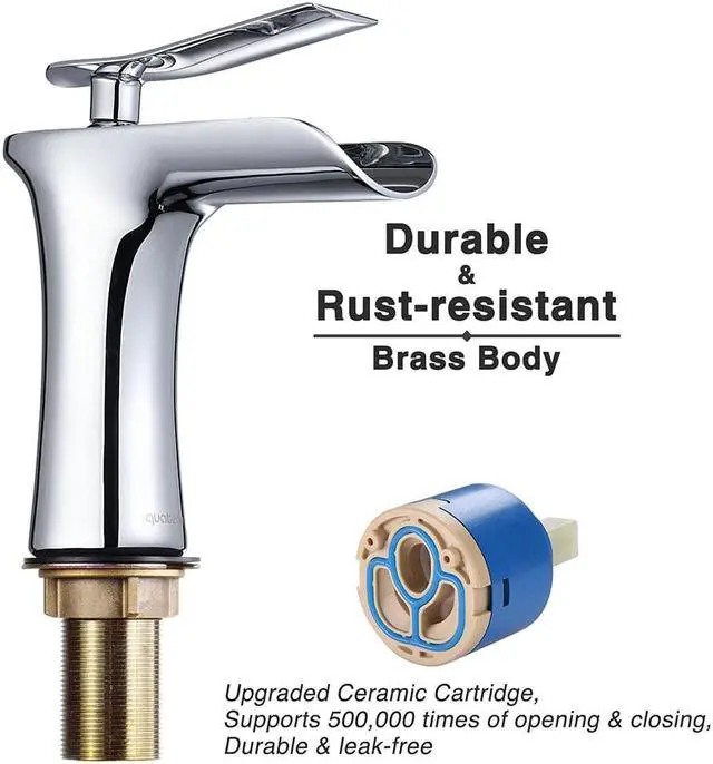 Alt view image 4 of 7 - Aquaterior Single Handle Bathroom Faucet Waterfall Spout Mixer Tap Basin Lavatory Faucet Chrome (CUPC NSF)