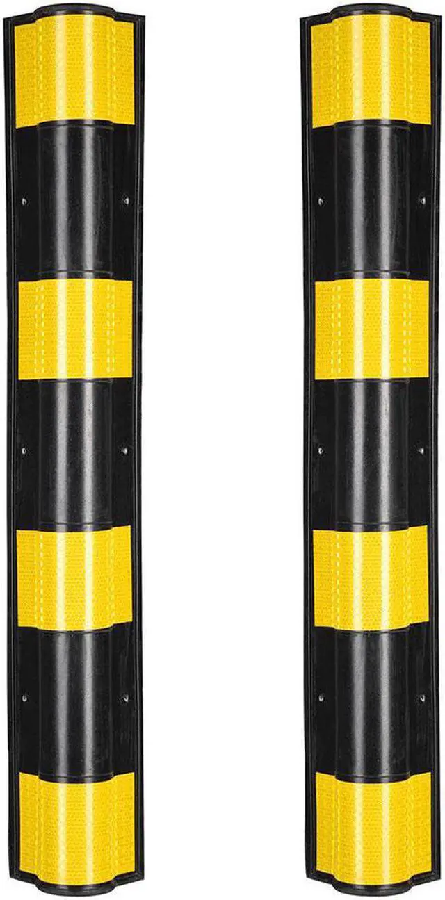 Main image of 31" Rubber Corner Guard Wall Corner Protector with Reflective Yellow Strips for Garage 2pcs