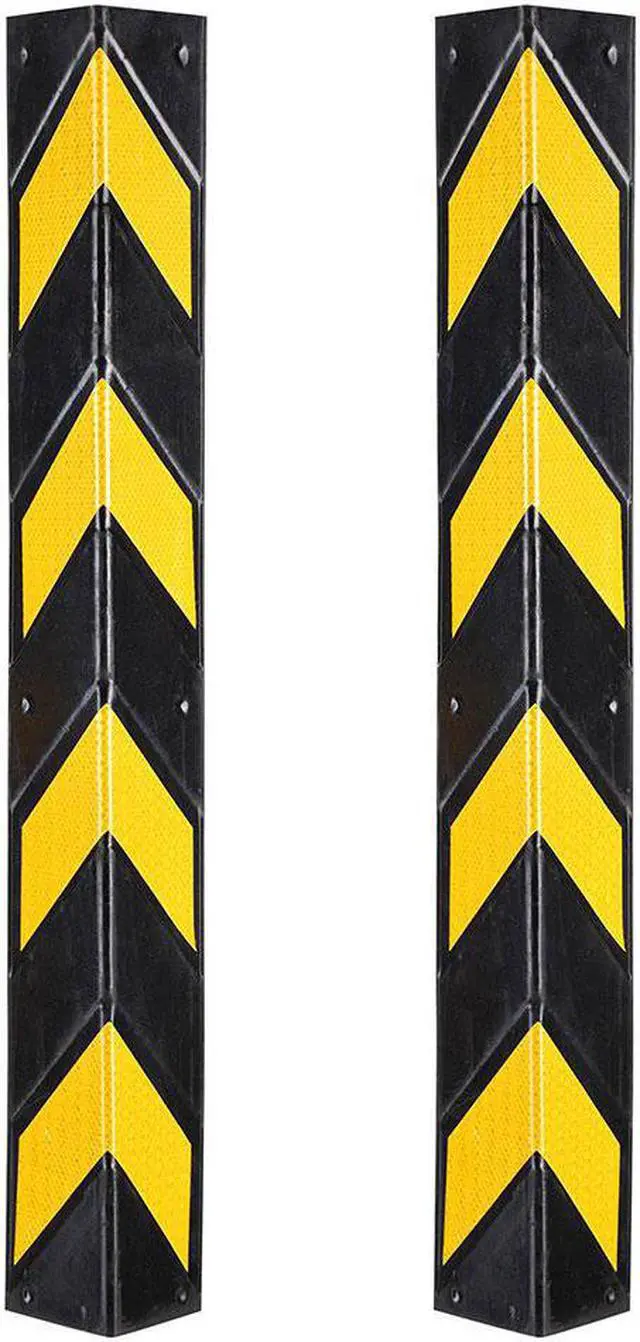 Main image of 31" Rubber Corner Guard Wall Corner Protector with Reflective Yellow Strips for Garage 2pcs