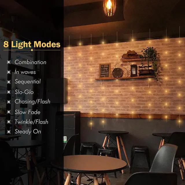 Alt view image 3 of 7 - Yescom LED String Light 66' Battery Operated Starry Fair Rope Lamp 8 Modes Remote Christmas Wedding